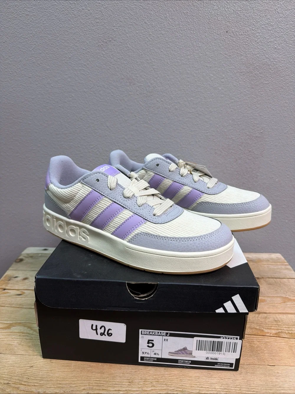 adidas Junior Lavender and Cream Low-Top Sneakers